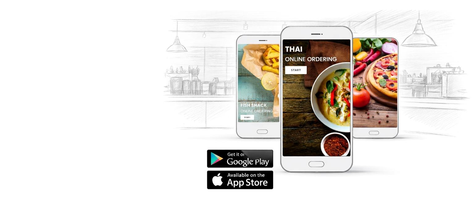 Various online ordering apps for restaurants.