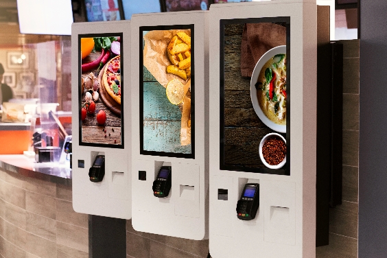 Multi Kiosks in a restaurant ordering area