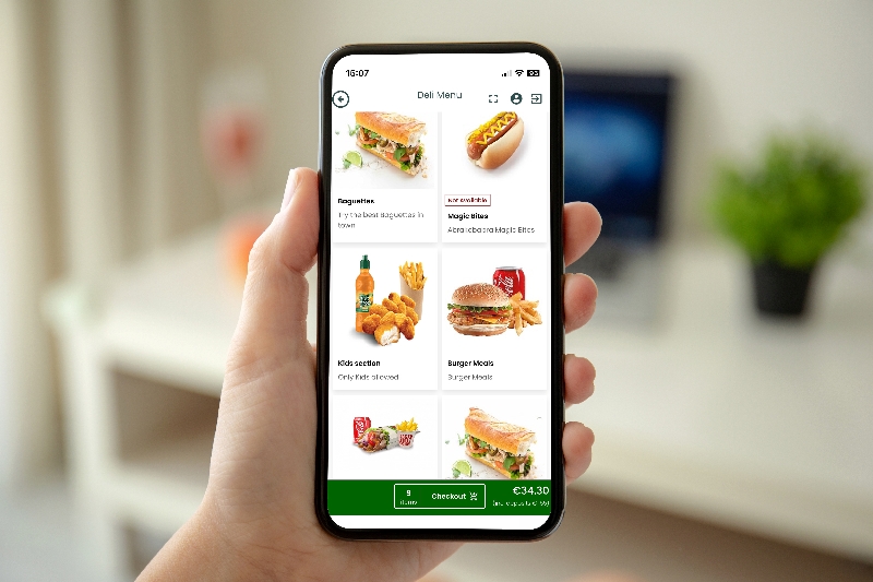 A smart phone with a restaurant online ordering menu